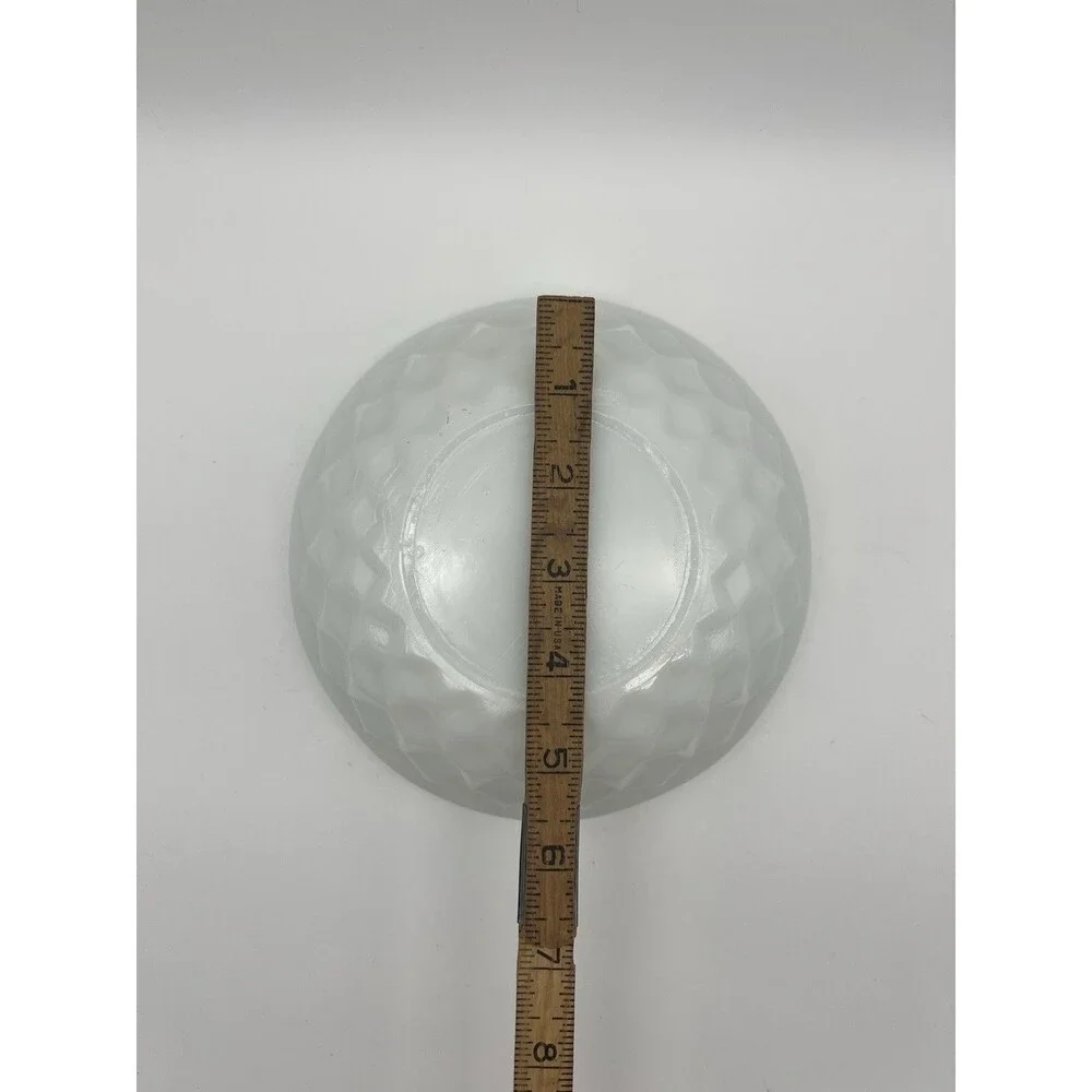 White Glass Scalloped Edge Bowl with Diamond Pattern, Round, 6 Inch